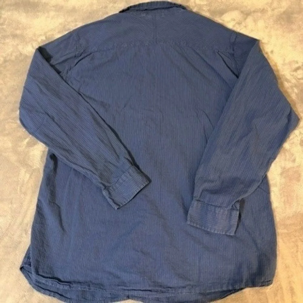 The North Face Mens Blue Seersucker Striped Long Sleeve Button Down Shirt XLAP6V